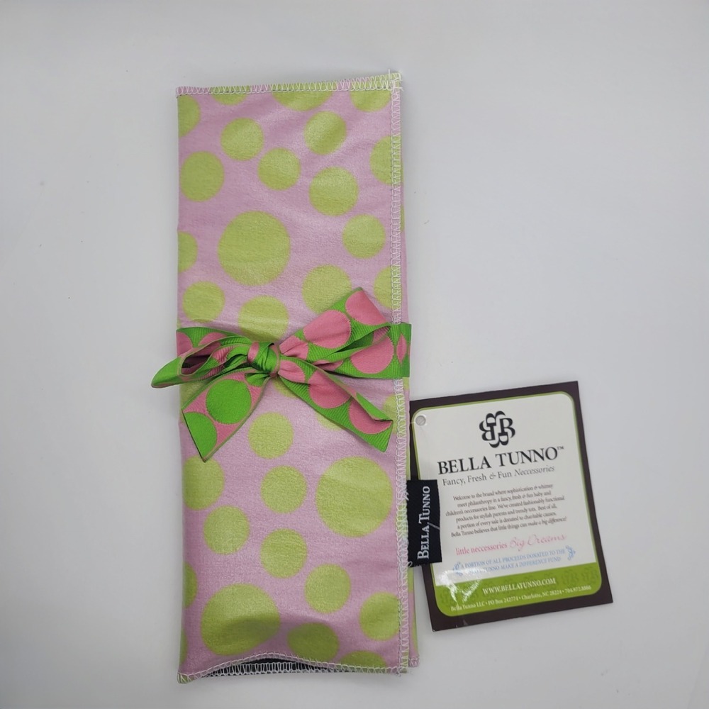 Bella Tunno Travel Chalkboard Mat Pink Green Polka Dot with Colored Chalk NWT